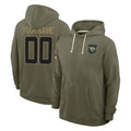tocy Custom J.Jaguars Olive Salute to Service Pullover Hoodies Limited Any Name & Numbers Stitched Jerseys