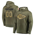 tocy Custom KC.Chiefs Olive Salute to Service Pullover Hoodies Home Game Any Name & Numbers Stitched Jerseys