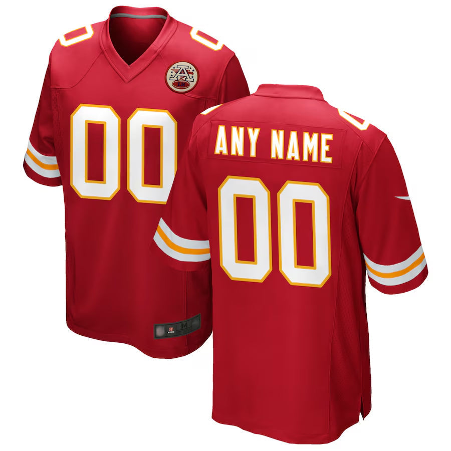 tocy Custom KC.Chiefs Red Replica Game Stitched Jerseys