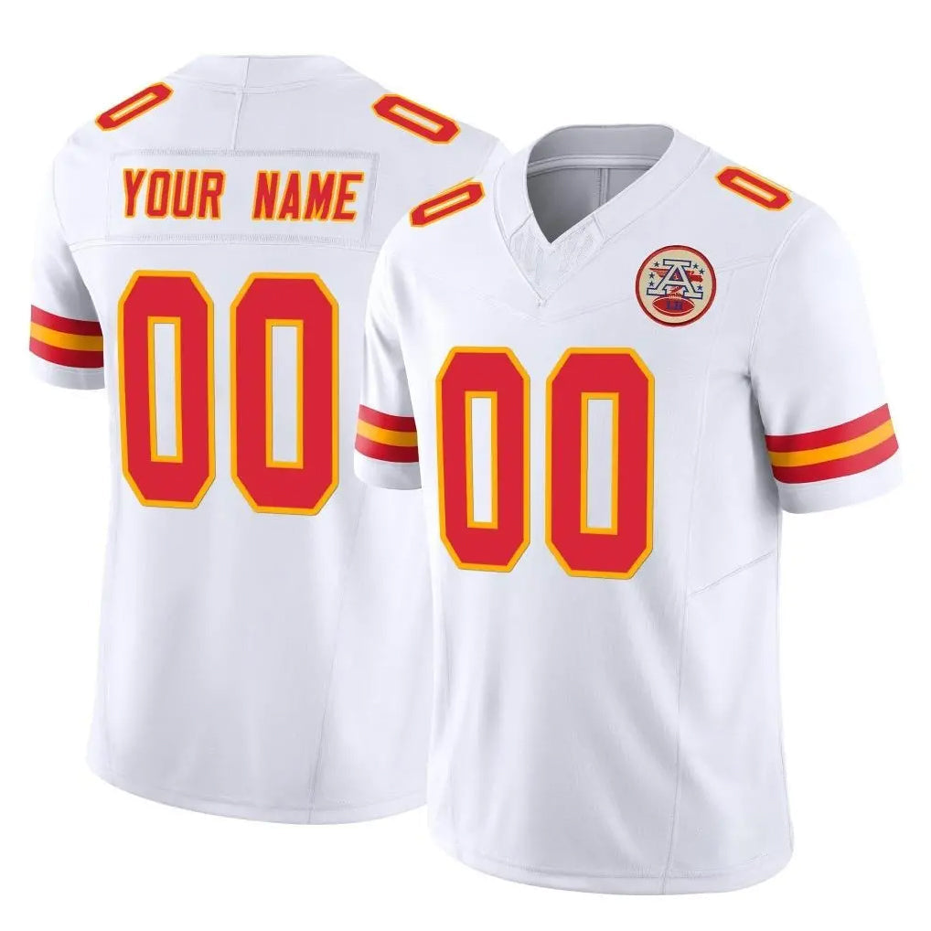 tocy Custom KC.Chiefs White Limited Vapor F.U.S.E. Home Game Any Name & Numbers Stitched Jerseys