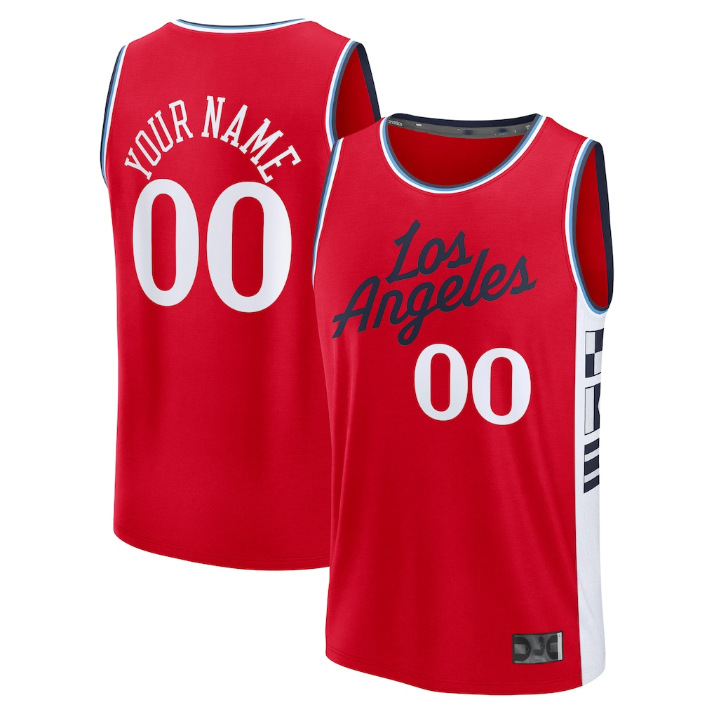 tocy Custom L.Clippers Red Fast Break Stitched Jerseys- Statement Edition