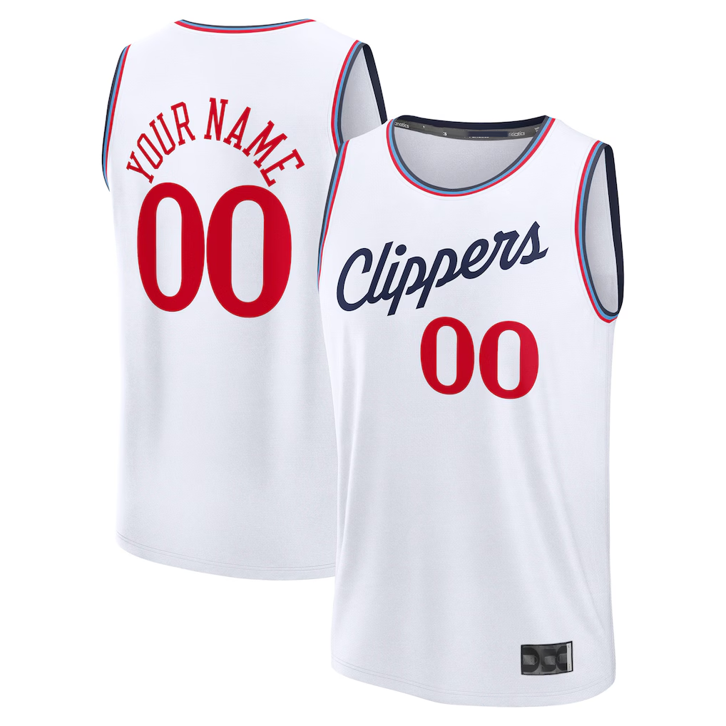 tocy Custom L.Clippers White Fast Break Stitched Jerseys - Association Edition