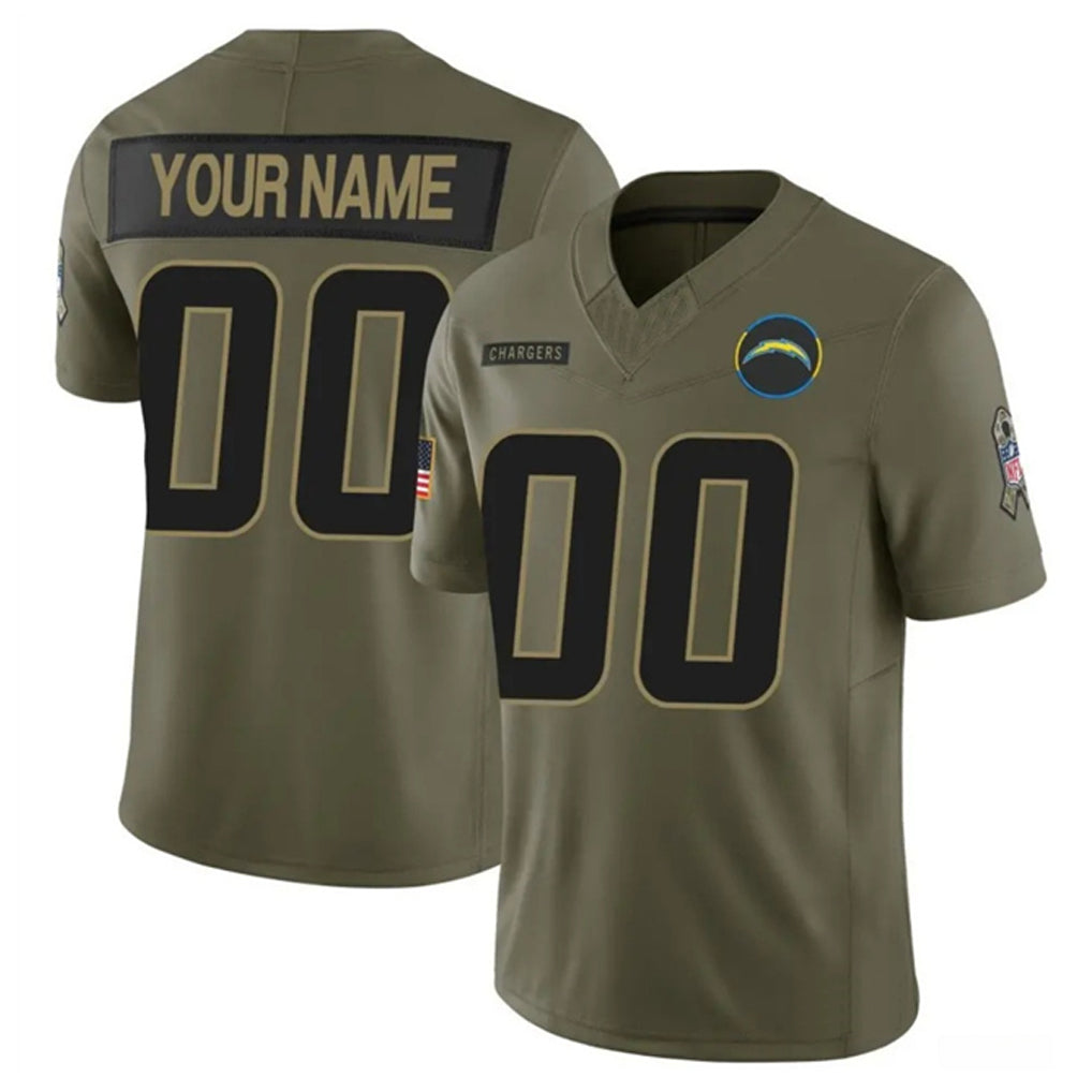 Johmsee Custom LA.Chargers Salute To Service Olive Limited Stitched Jerseys
