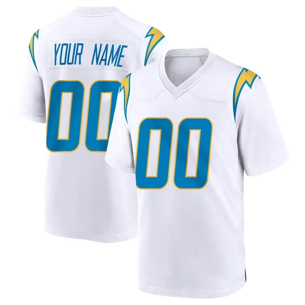 Tocy Custom LA.Chargers White Home Game Any Name & Numbers Stitched Jerseys