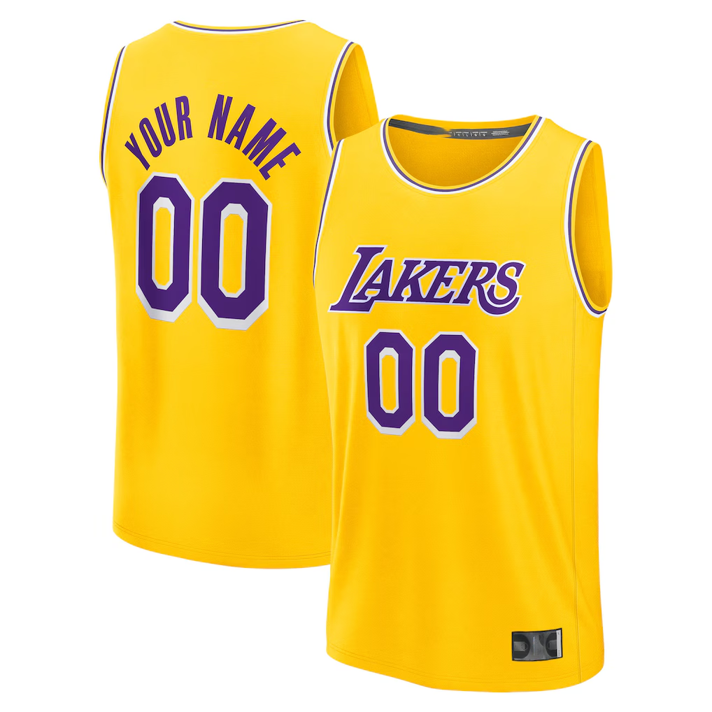tocy Custom LA.Lakers Gold Fast Break Stitched Jerseys - Icon Edition