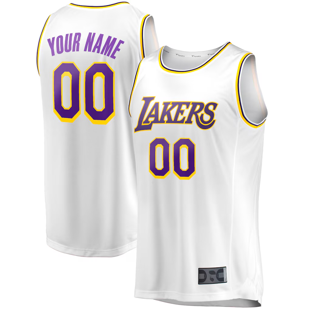 tocy Custom LA.Lakers White Fast Break Replica Stitched Jerseys - Association Edition
