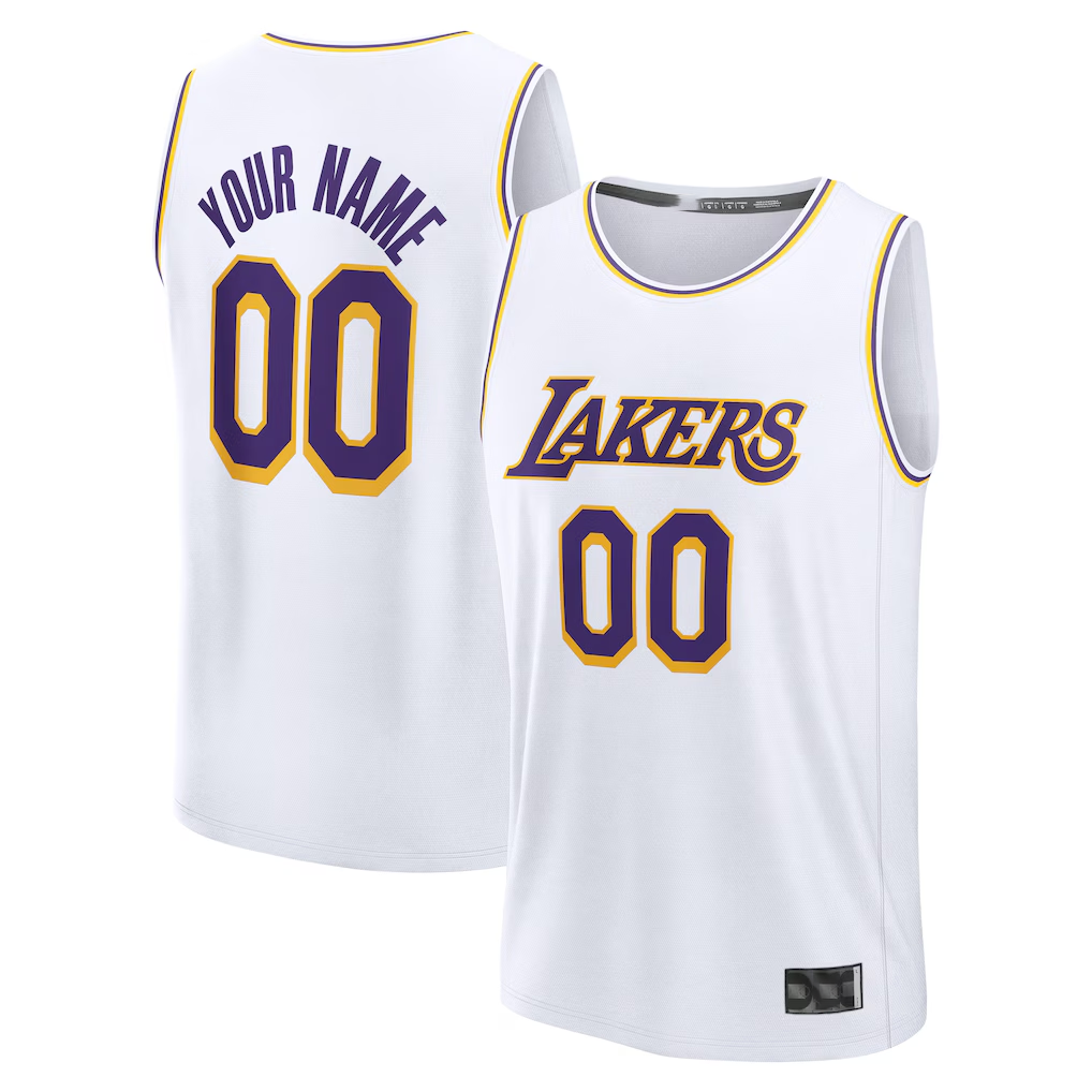 tocy Custom LA.Lakers White Fast Break Replica Stitched Jerseys - Association Edition