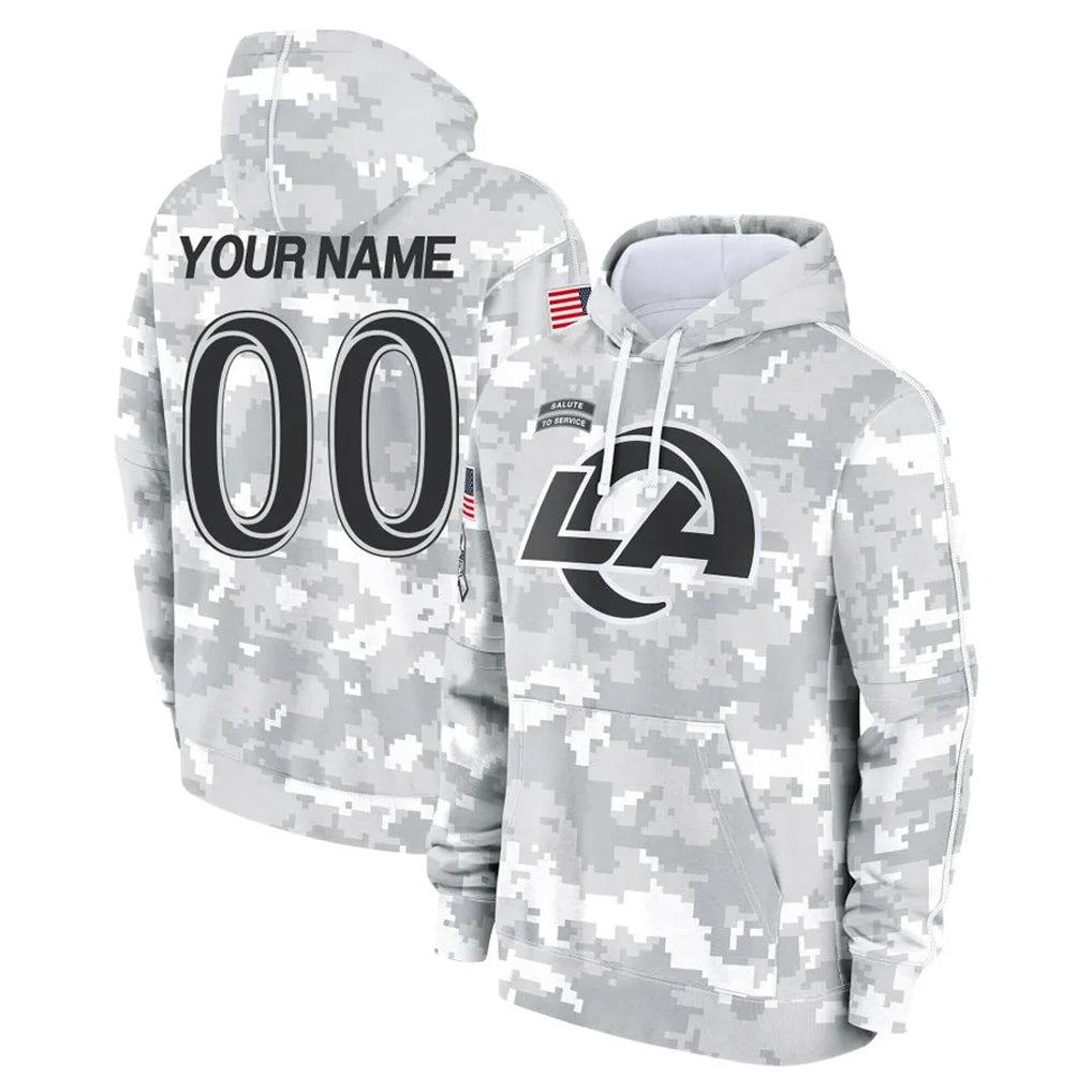 tocy Custom LA.Rams Arctic Camo Salute to Service Hoodies Limited Game Any Name & Numbers Stitched Jerseys