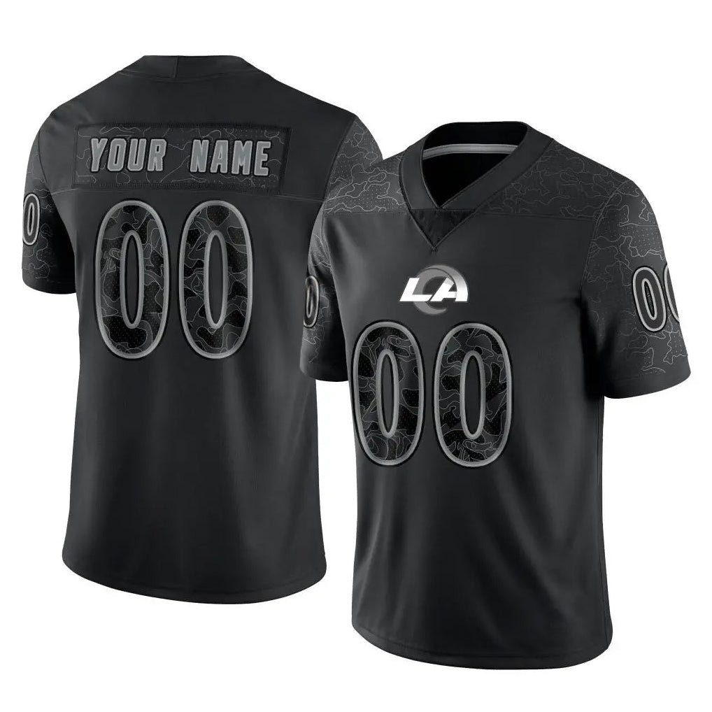 tocy Custom LA.Rams Black Limited Reflective Home Game Any Name & Numbers Stitched Jerseys