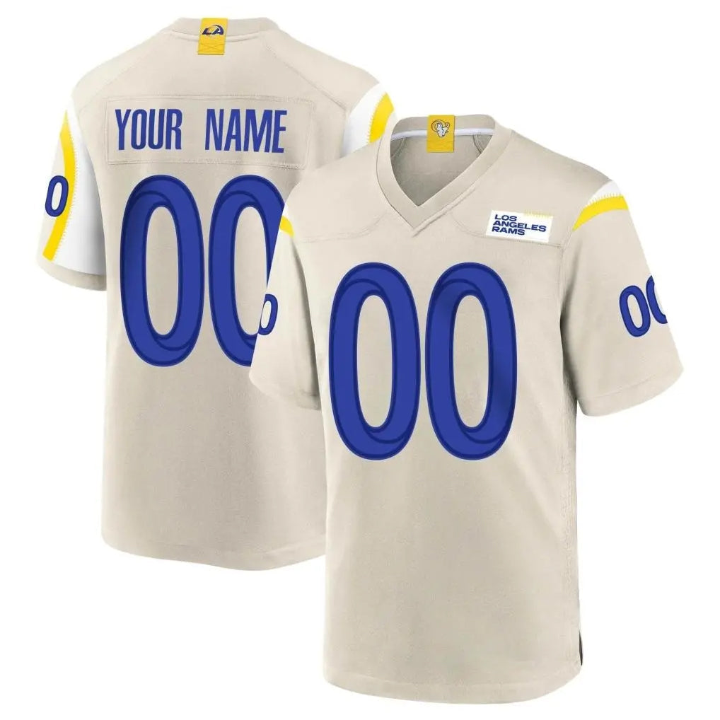 tocy Custom LA.Rams Bone Home Game Any Name & Numbers Stitched Jerseys