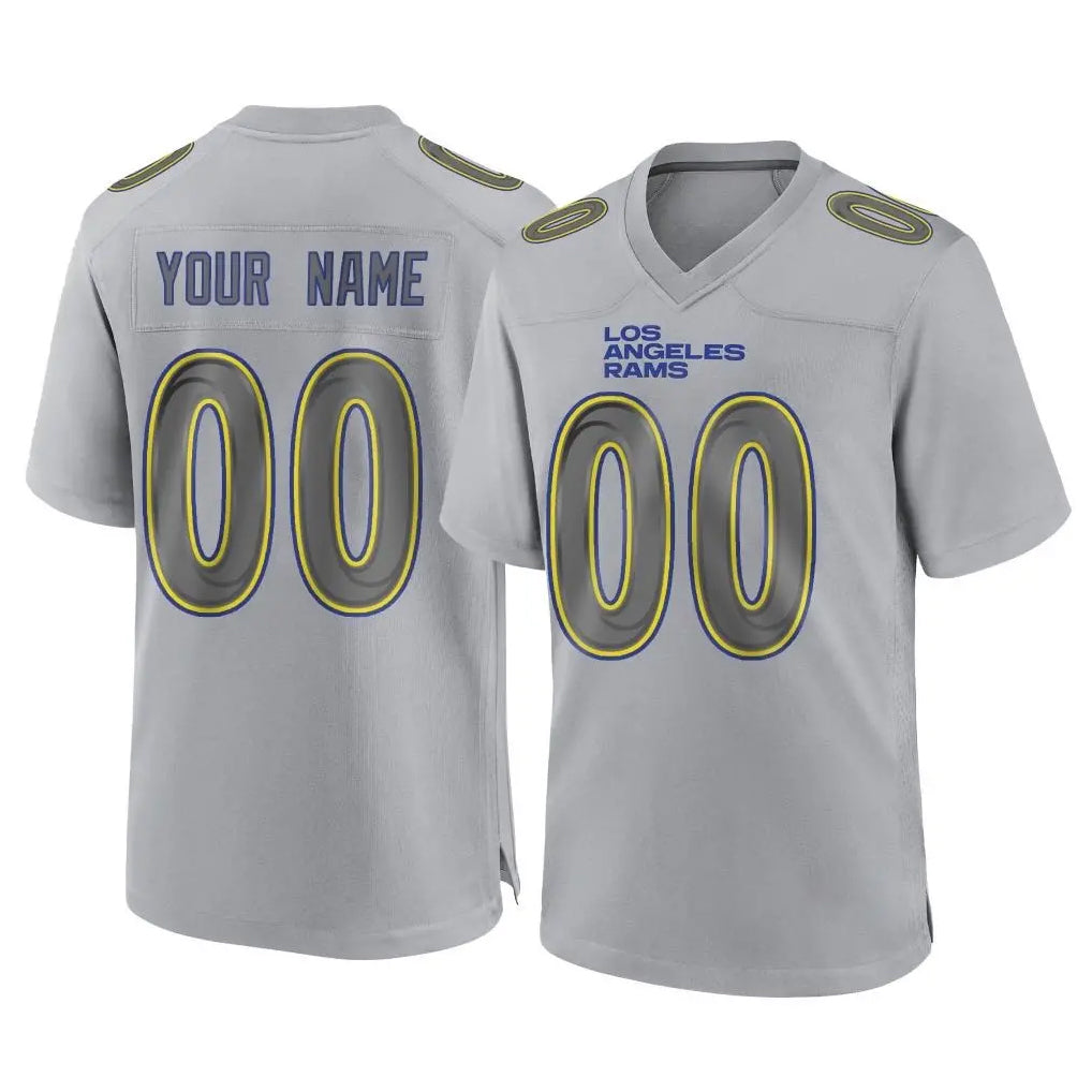 tocy Custom LA.Rams Gray Atmosphere Fashion Home Game Any Name & Numbers Stitched Jerseys