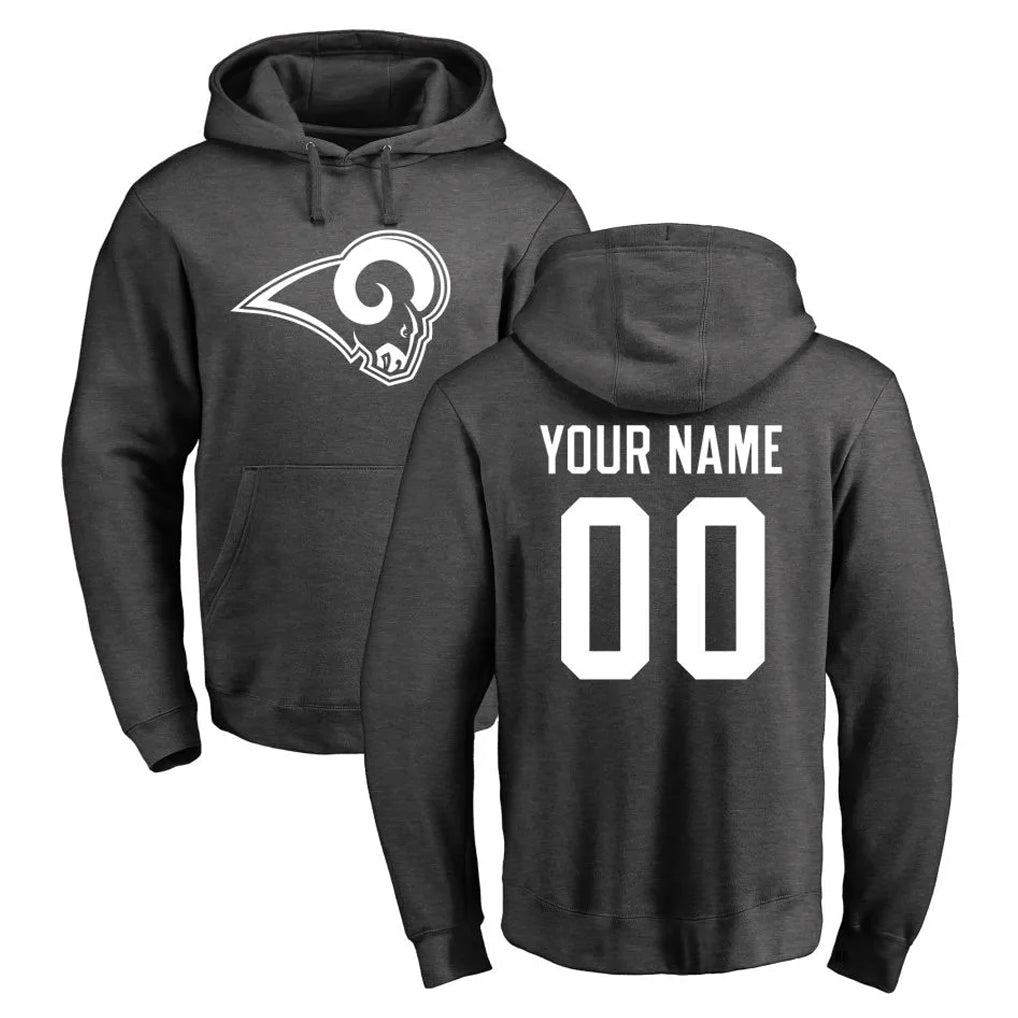tocy Custom LA.Rams Gray Pullover Hoodie Limited Game Any Name & Numbers Stitched Jerseys