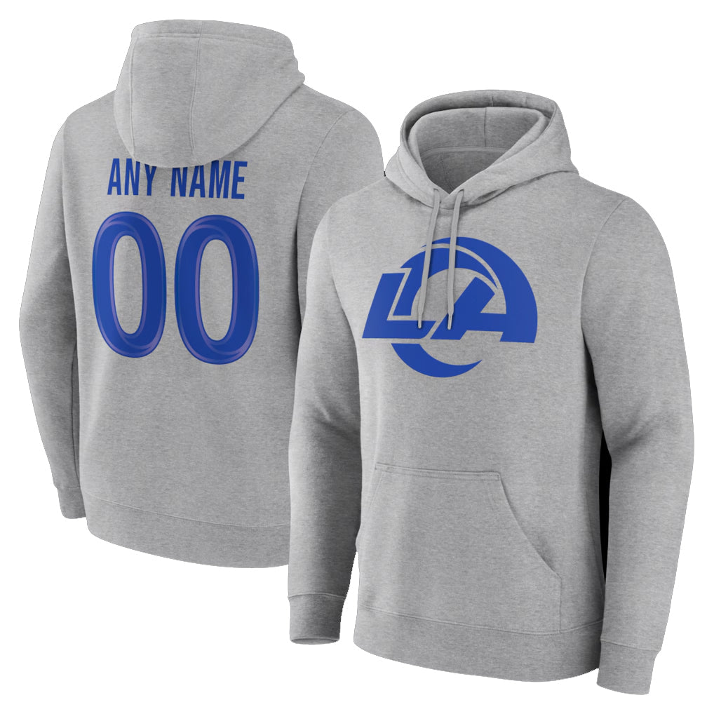 tocy Custom LA.Rams Light Gray Pullover Hoodie Limited Game Any Name & Numbers Stitched Jerseys