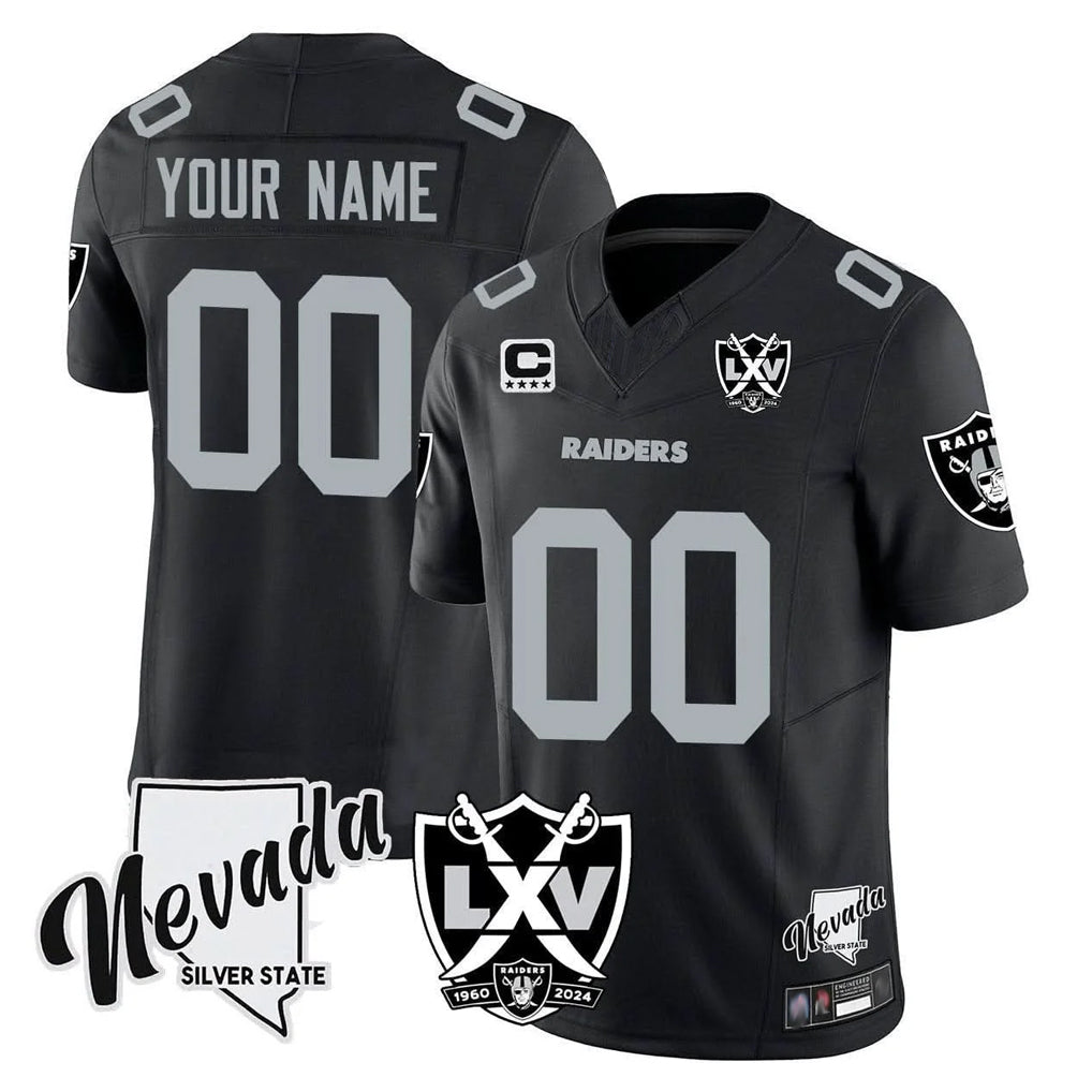 tocy Custom LV.Raiders Black 65th Anniversary Vapor Limited Home Game Any Name & Numbers Stitched Jerseys
