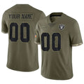 tocy Custom LV.Raiders  Salute To Service Olive Stitched Jerseys