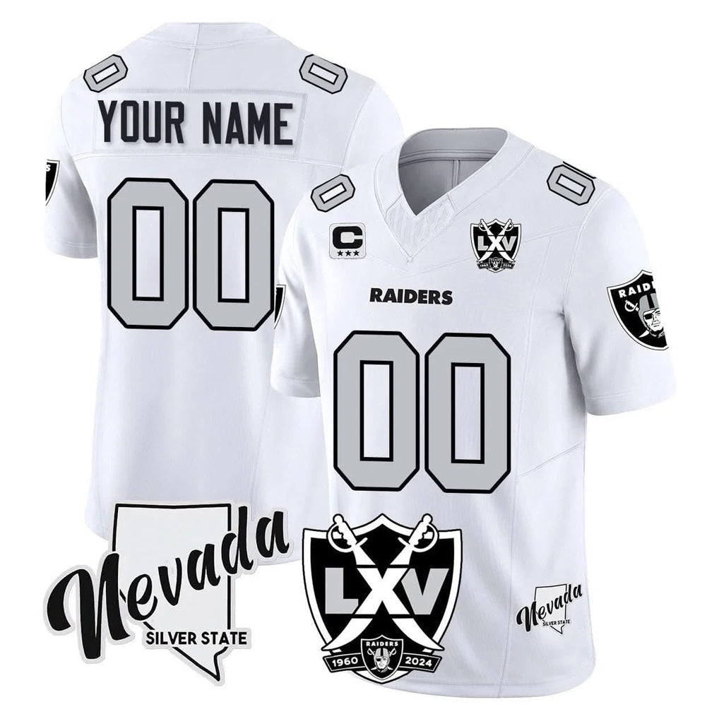 tocy Custom LV.Raiders White 2026 Vapor Limited 65th Anniversary Home Game Any Name & Numbers Stitched Jerseys