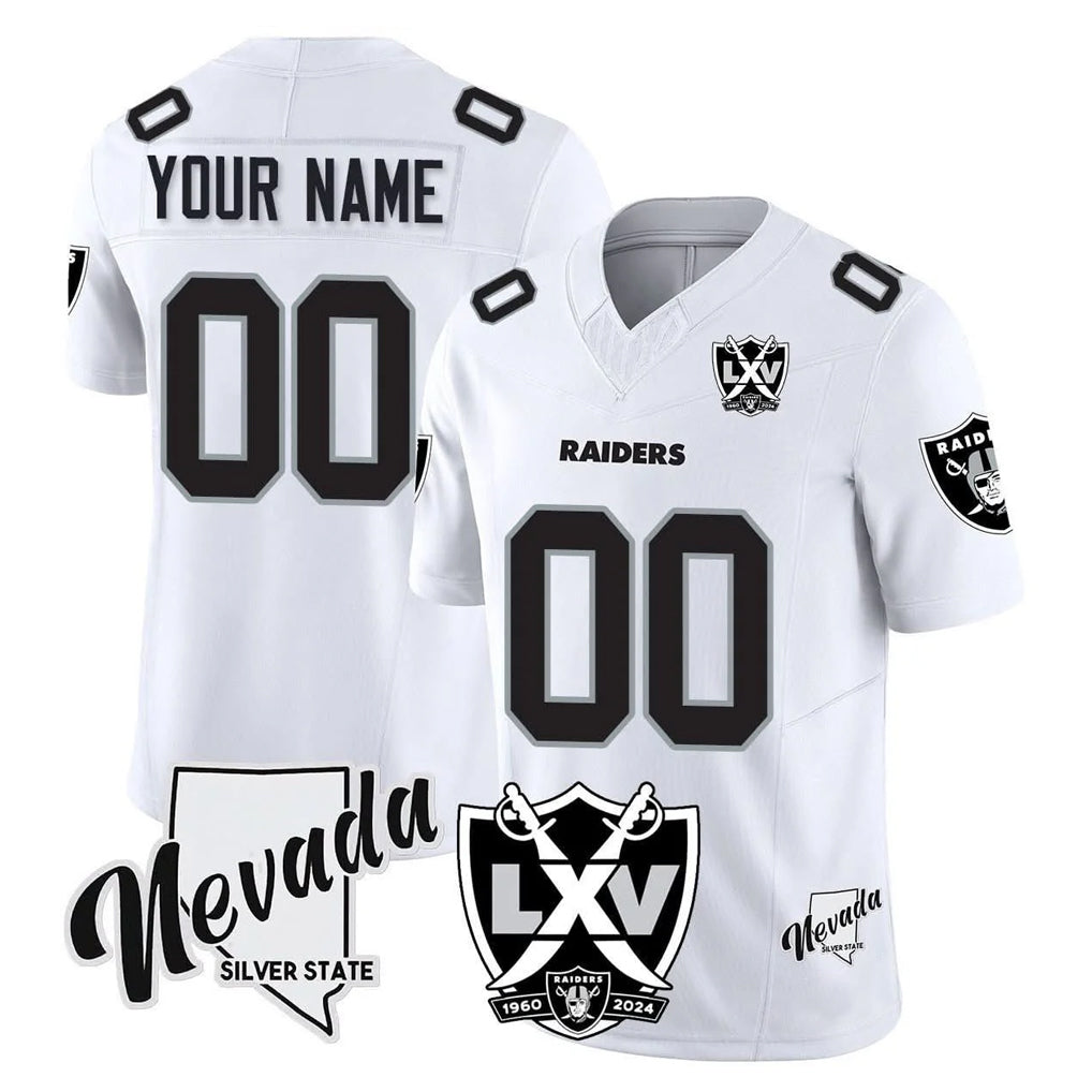 tocy Custom LV.Raiders White 65th Anniversary Vapor Limited Home Game Any Name & Numbers Stitched Jerseys
