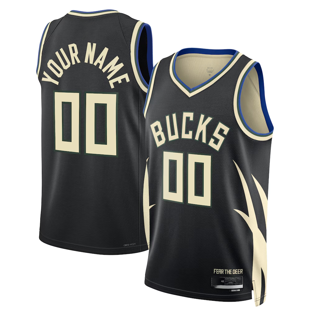 tocy Custom M.Bucks Black 2022-23 Swingman Jerseys - Statement Edition