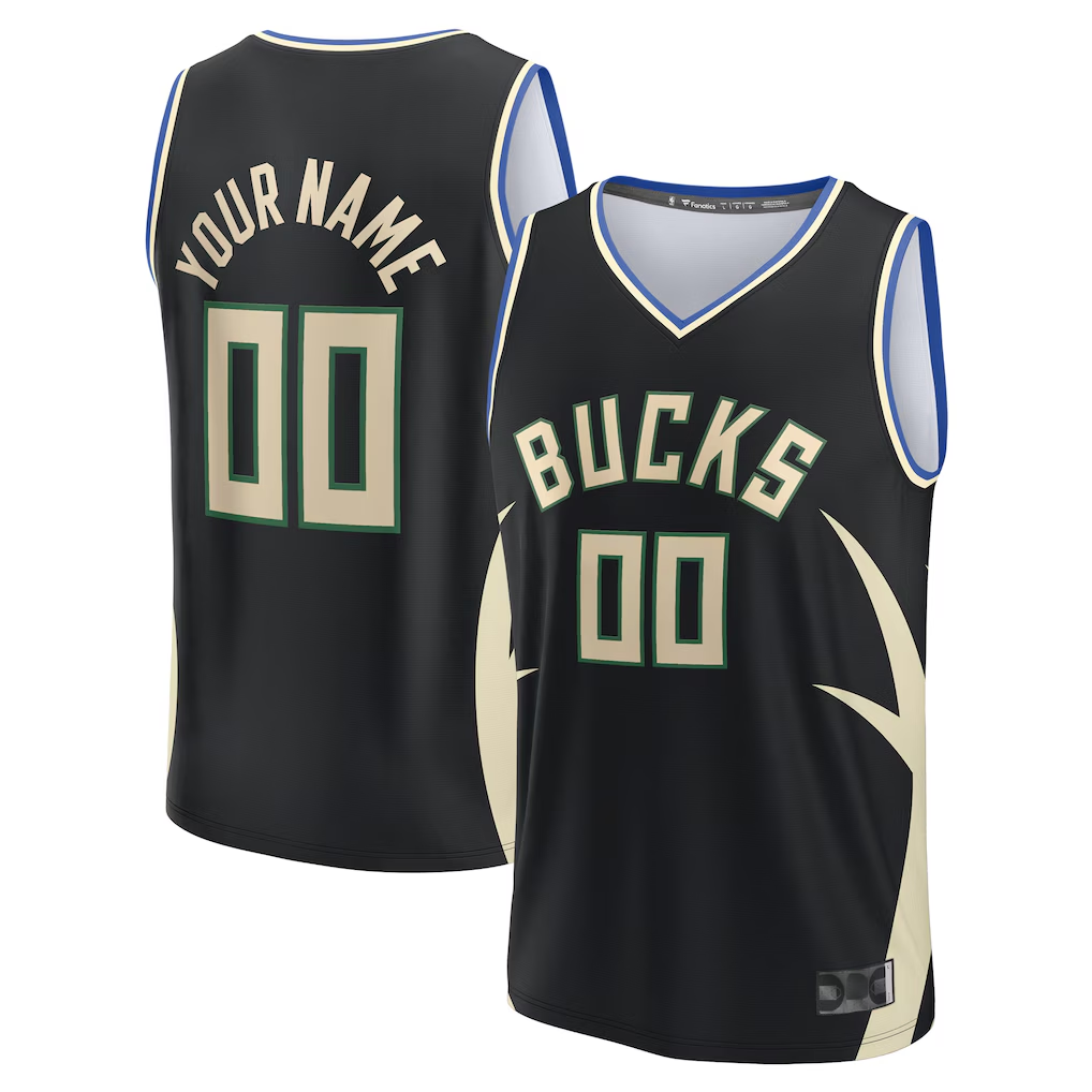 tocy Custom M.Bucks Black Fast Break Jerseys - Statement Edition