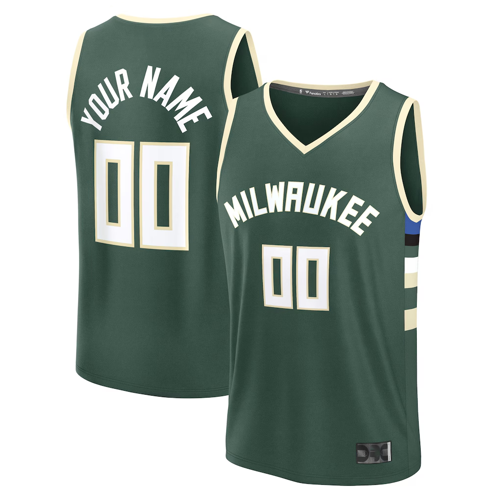 tocy Custom M.Bucks Green Fast Break Jerseys - Icon Edition