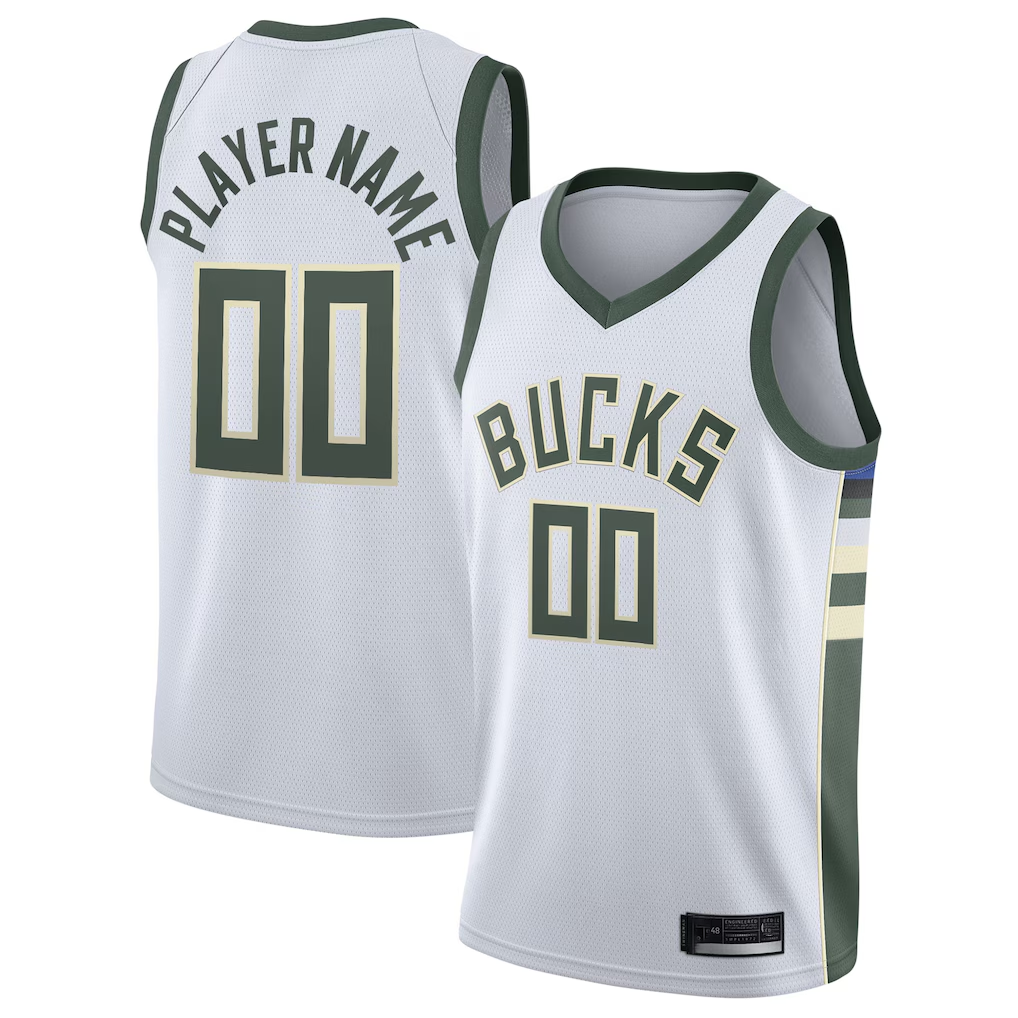 tocy Custom M.Bucks White 2020-21 Swingman Custom Jerseys - Association Edition