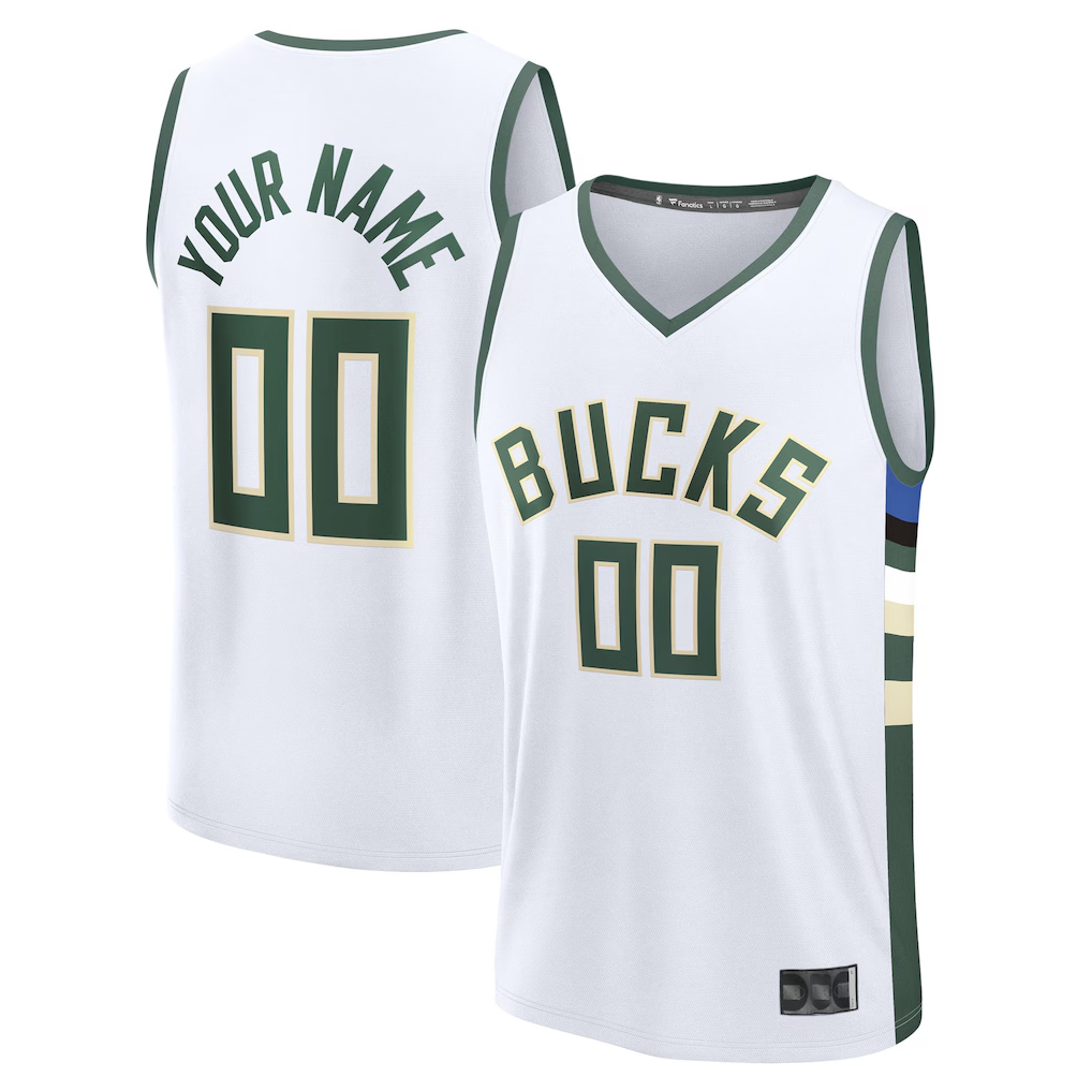 tocy Custom M.Bucks White Fast Break Jerseys - Association Edition