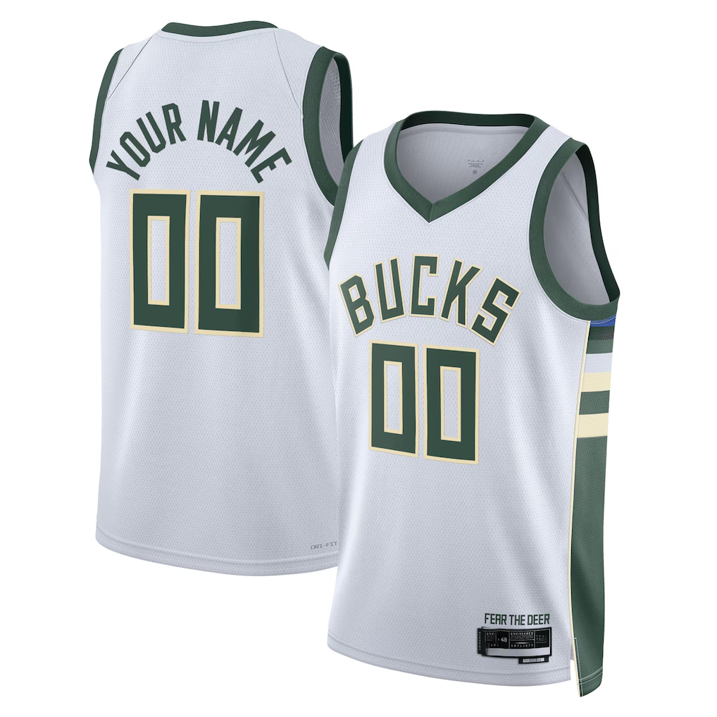 tocy Custom M.Bucks White Swingman Jerseys - Association Edition