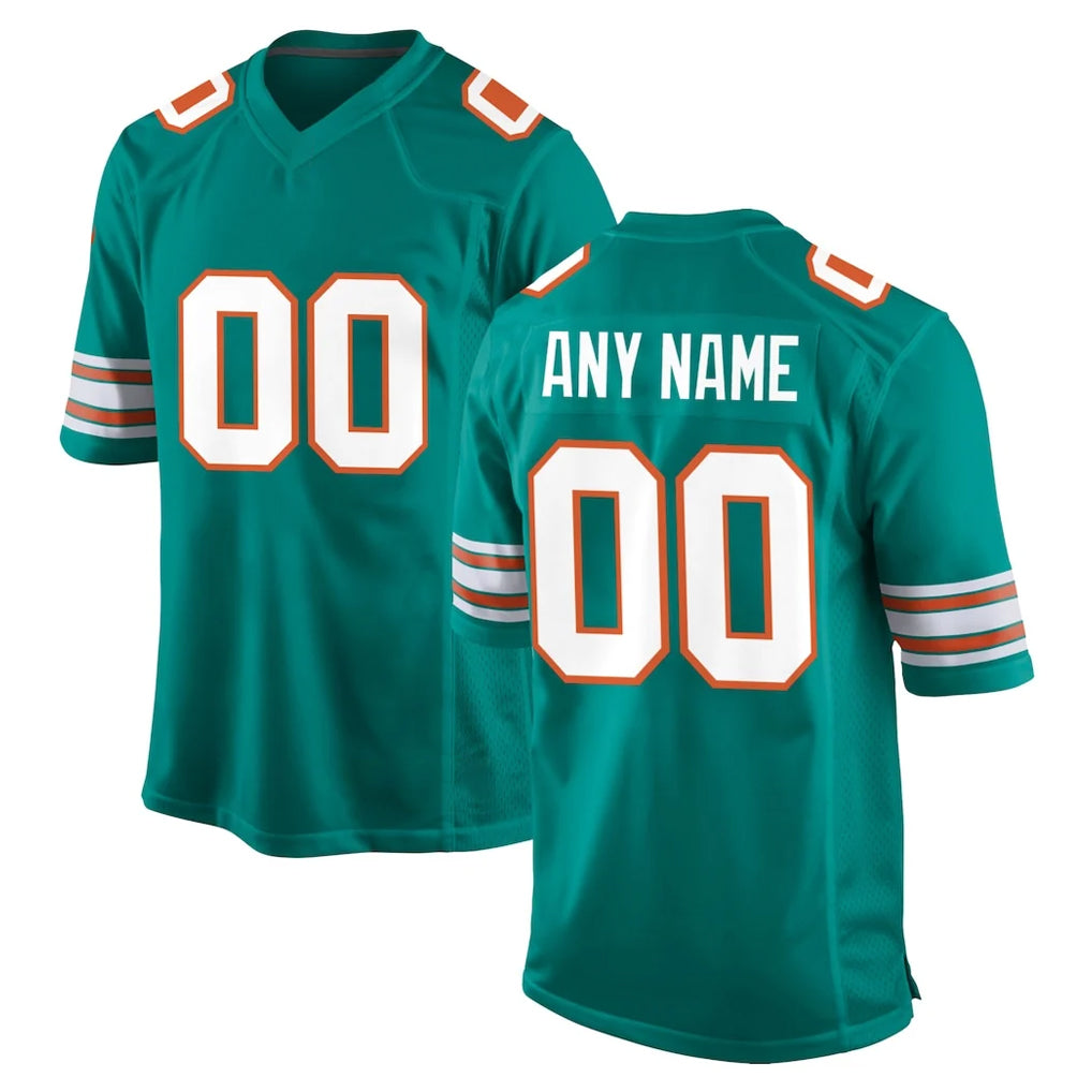 Tocy Custom M.Dolphins Aqua Alternate Home Game Any Name & Numbers Stitched Jerseys