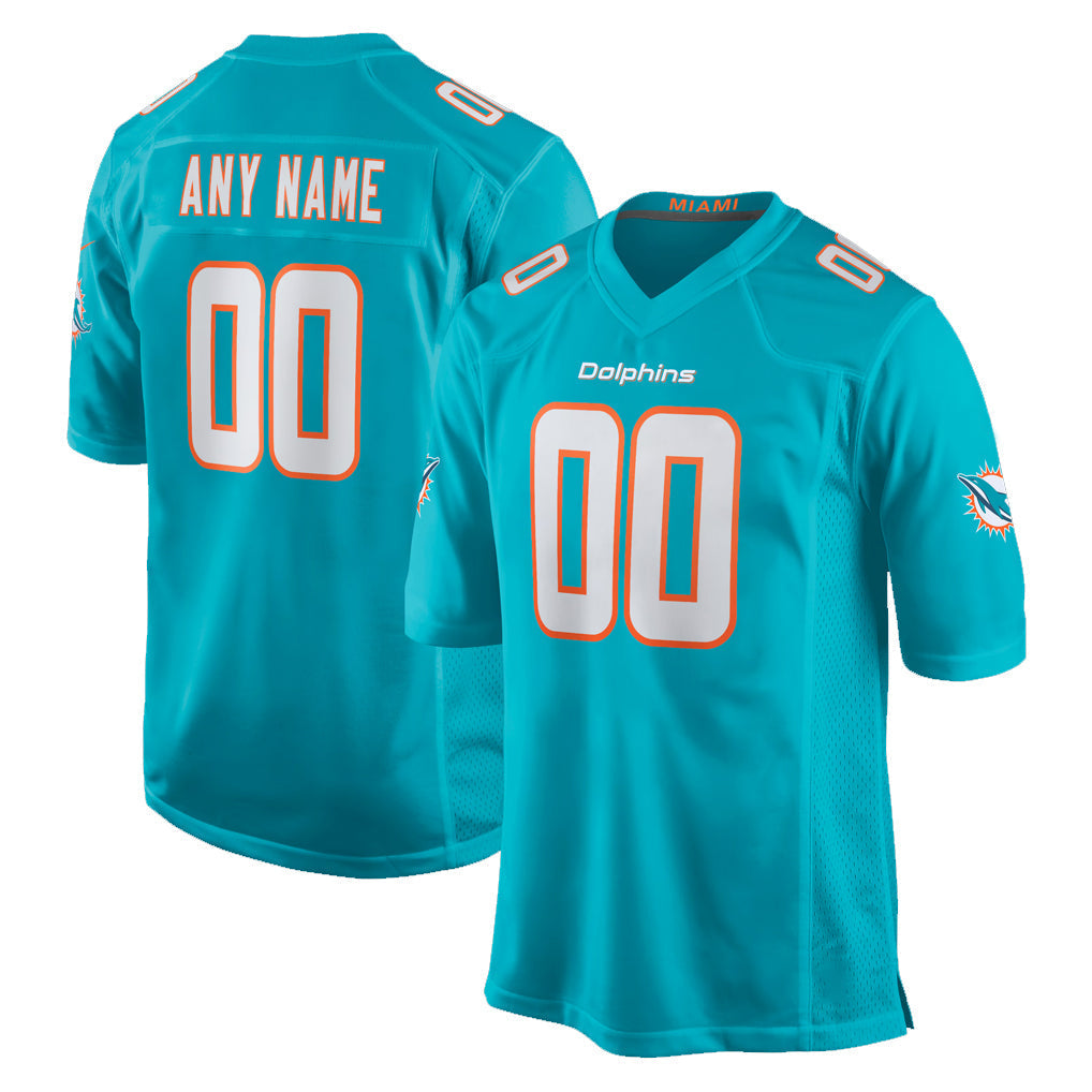 Tocy Custom M.Dolphins Aqua Home Game Any Name & Numbers Stitched Jerseys