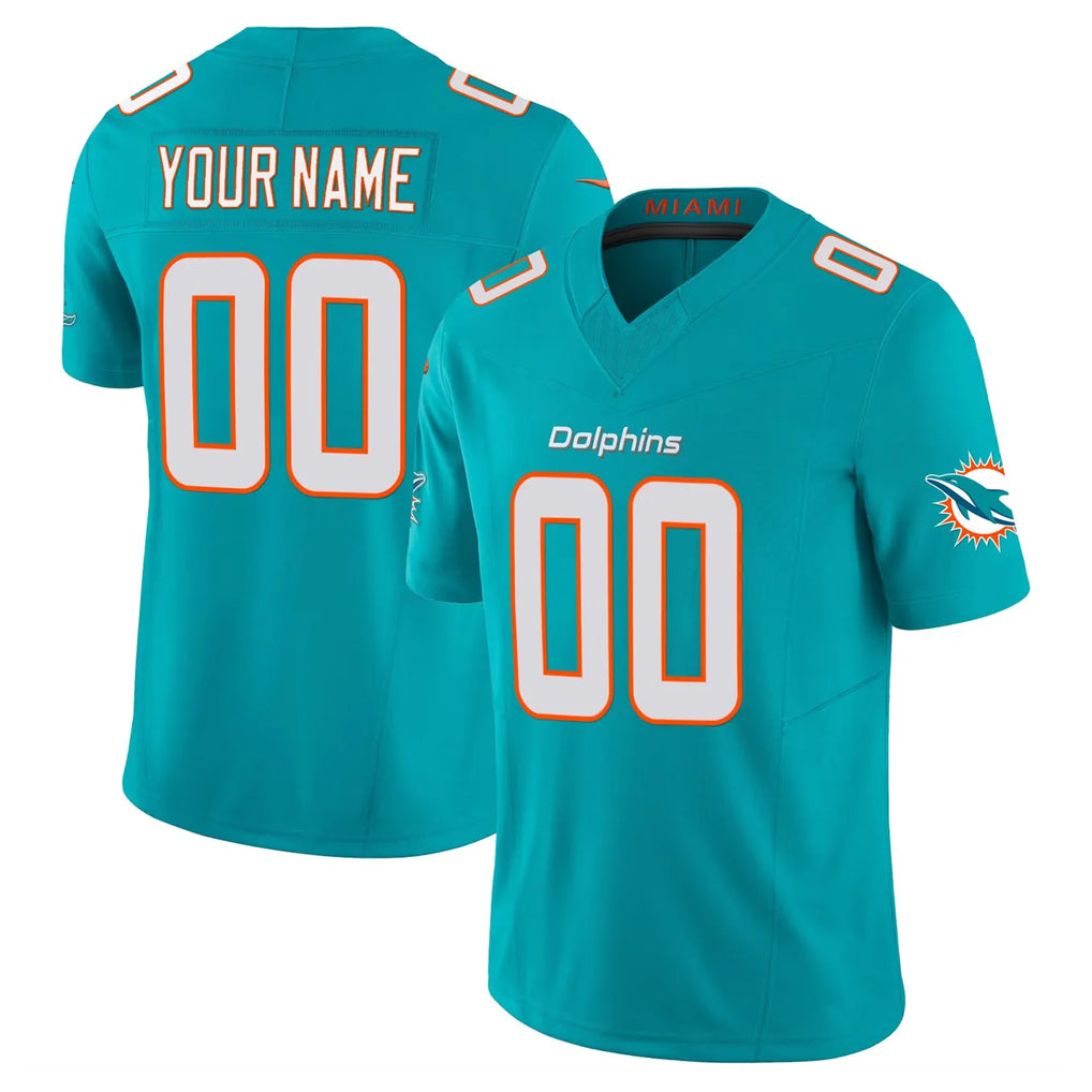 Tocy Custom M.Dolphins Aqua Limited Vapor F.U.S.E. Home Game Any Name & Numbers Stitched Jerseys