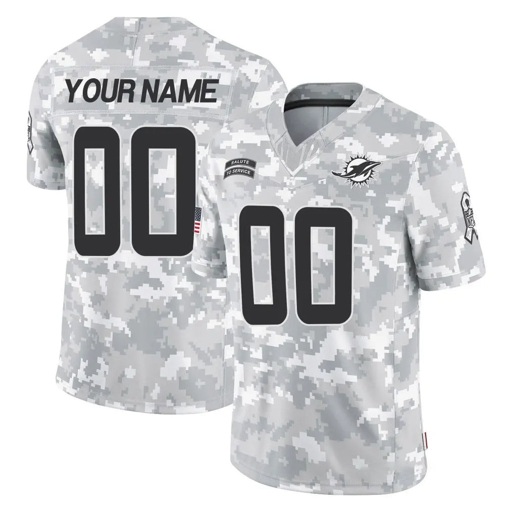 Tocy Custom M.Dolphins Arctic Camo Salute To Service Limited Game Any Name & Numbers Stitched Jerseys