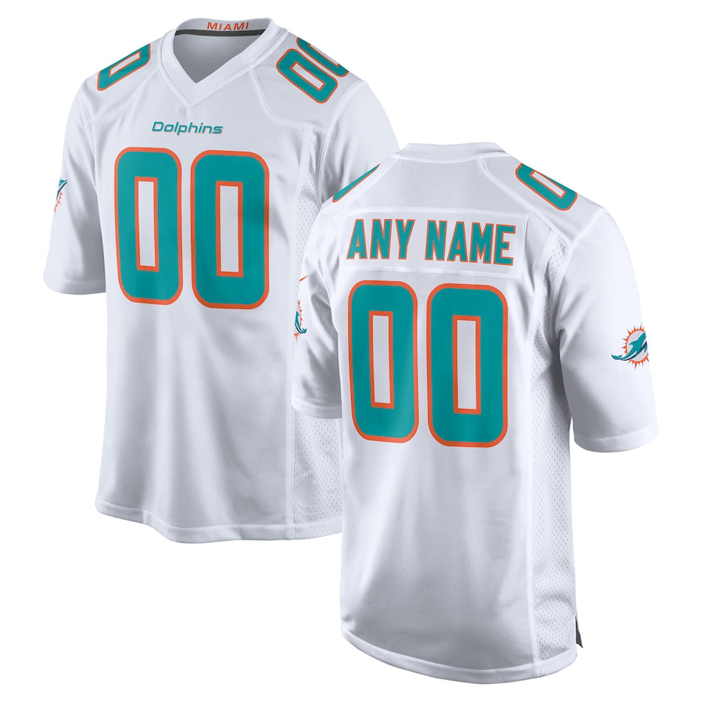 Tocy Custom M.Dolphins White Game Home Any Name & Numbers Stitched Jerseys