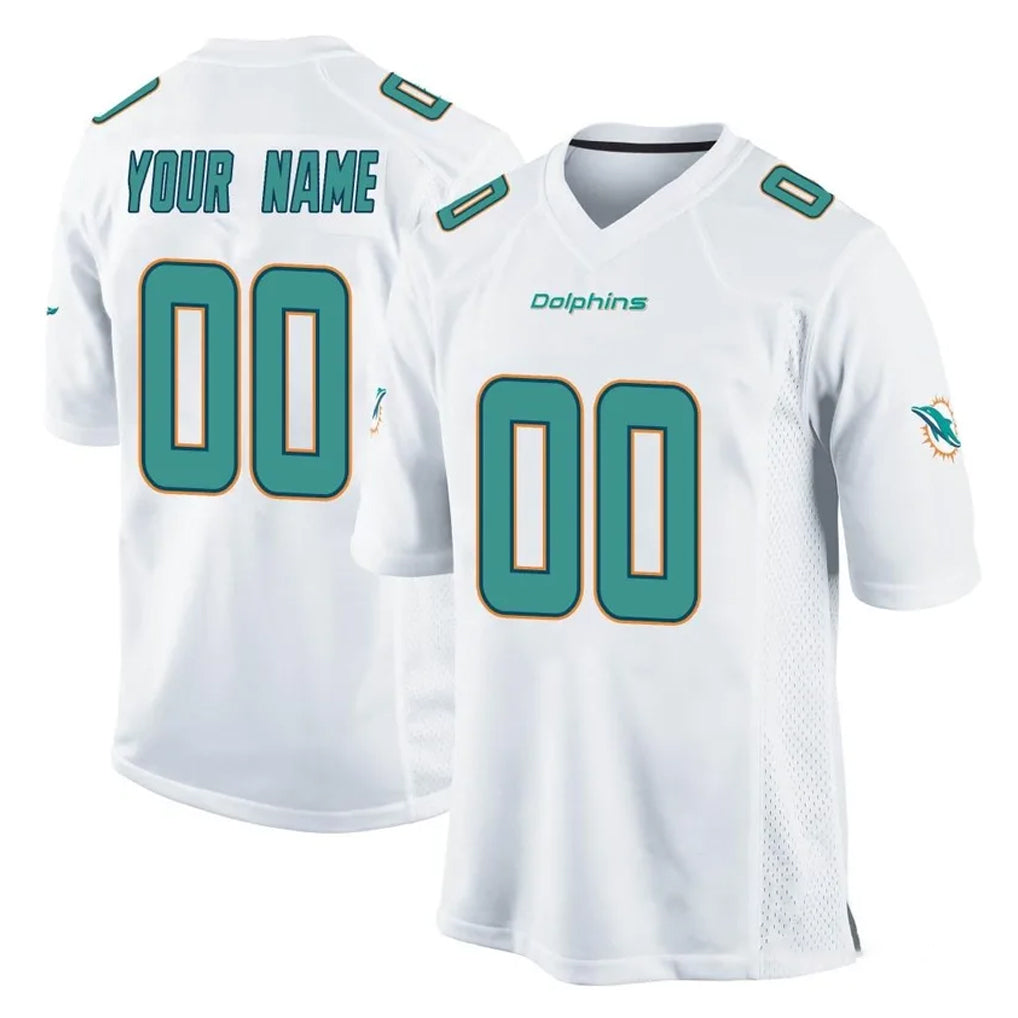 Tocy Custom M.Dolphins White Home Game Any Name & Numbers Stitched Jerseys