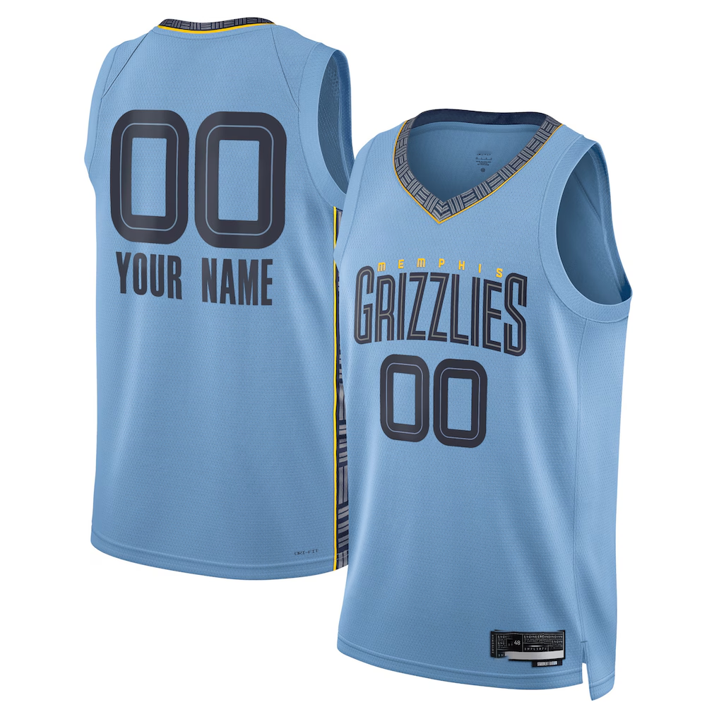 tocy Custom M.Grizzlies Blue 2022-2023 Swingman Stitched Jerseys- Statement Edition