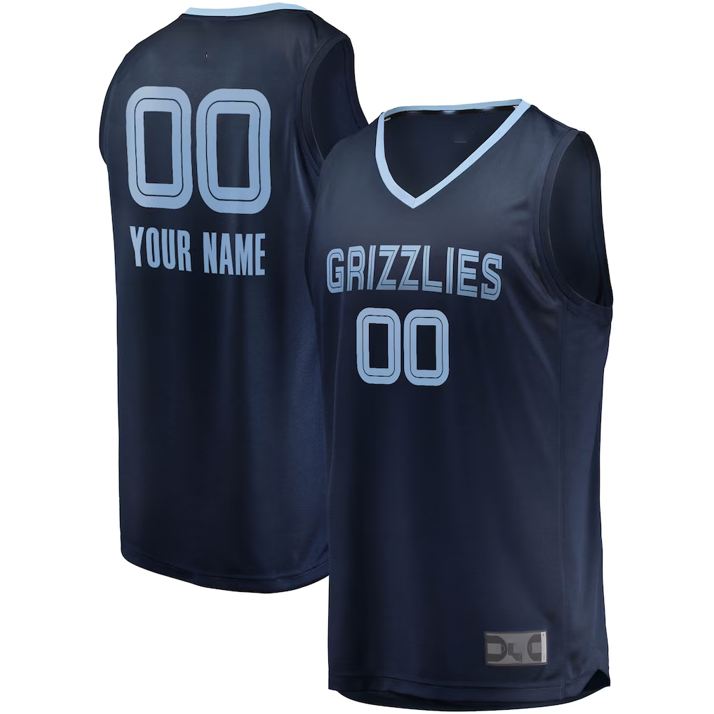 tocy Custom M.Grizzlies Navy Fast Break Replica Stitched Jerseys- Icon Edition