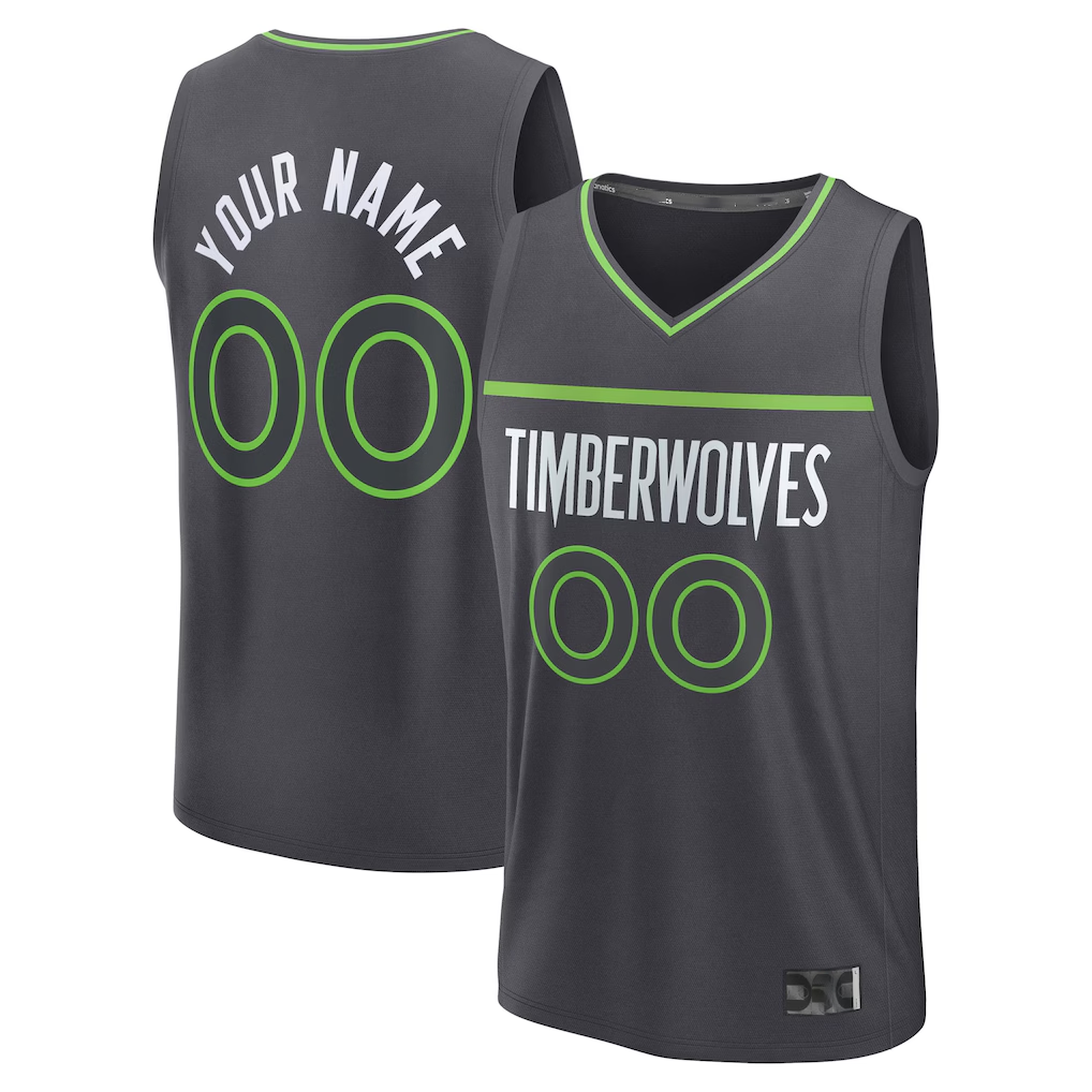 tocy Custom M.Timberwolves Anthracite Fast Break Stitched Jerseys- Icon Edition