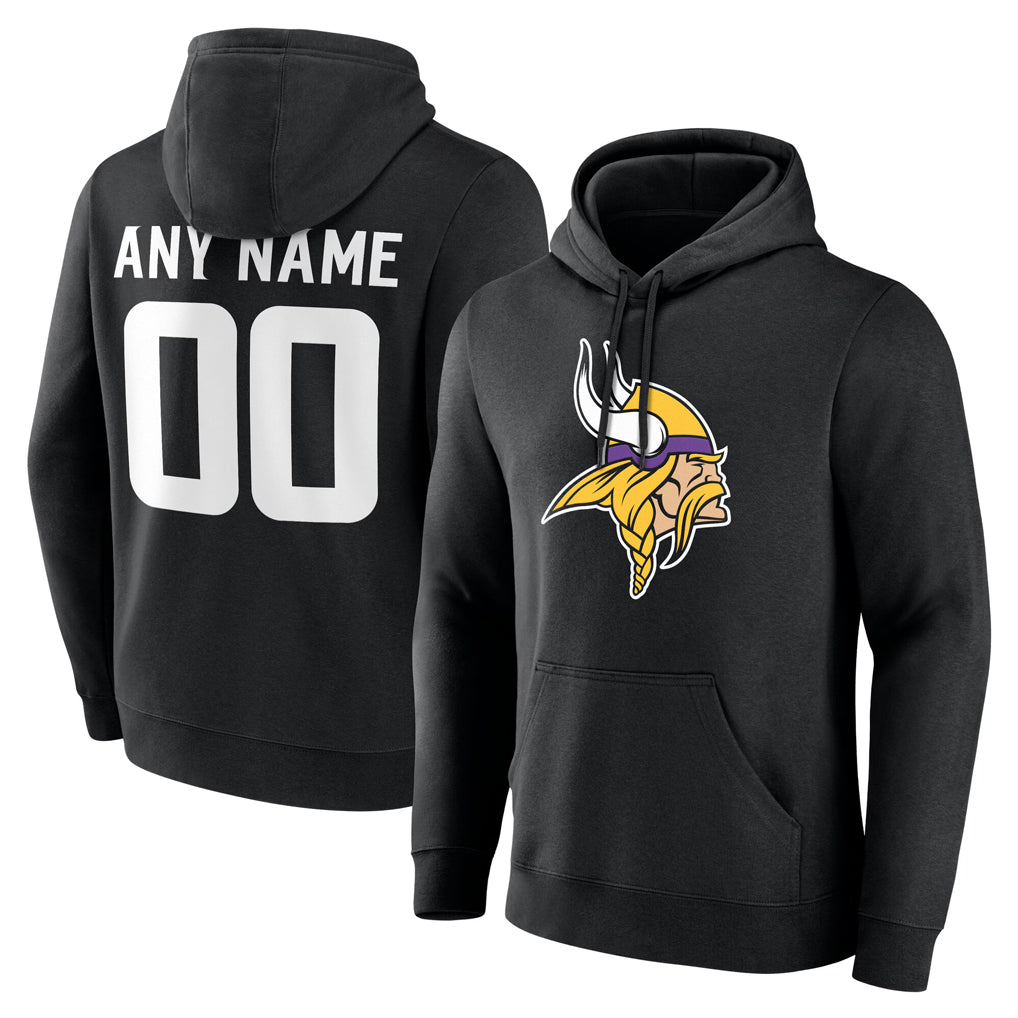 Tocy Custom MN.Vikings Black LOGO Pullover Hoodies Limited Any Name & Numbers Stitched Jerseys