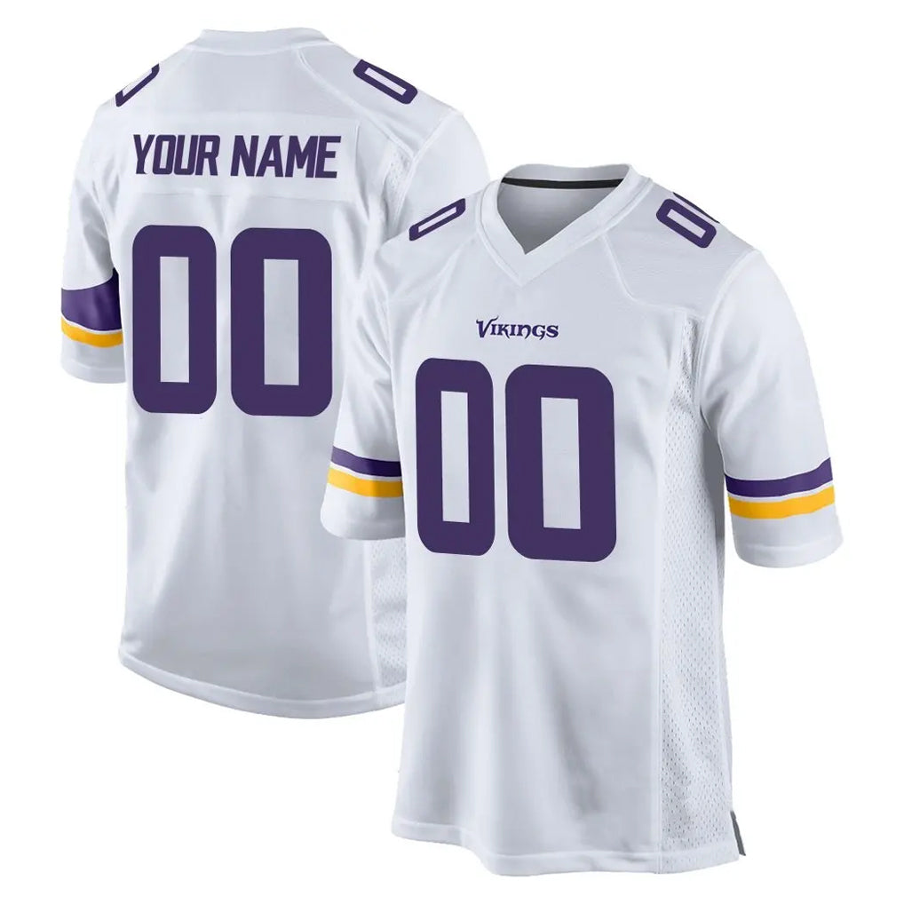 Tocy Custom MN.Vikings White Home Game Any Name & Numbers Stitched Jerseys