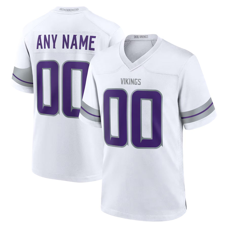 tocy Custom MN.Vikings White Alternate Game Stitched Jerseys
