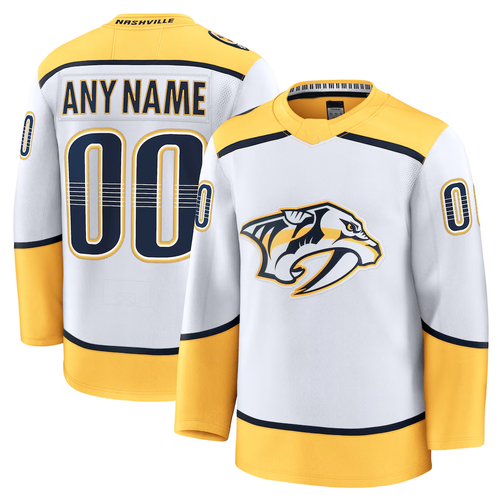 Tocy Custom N.Predators White Away Premium Jerseys