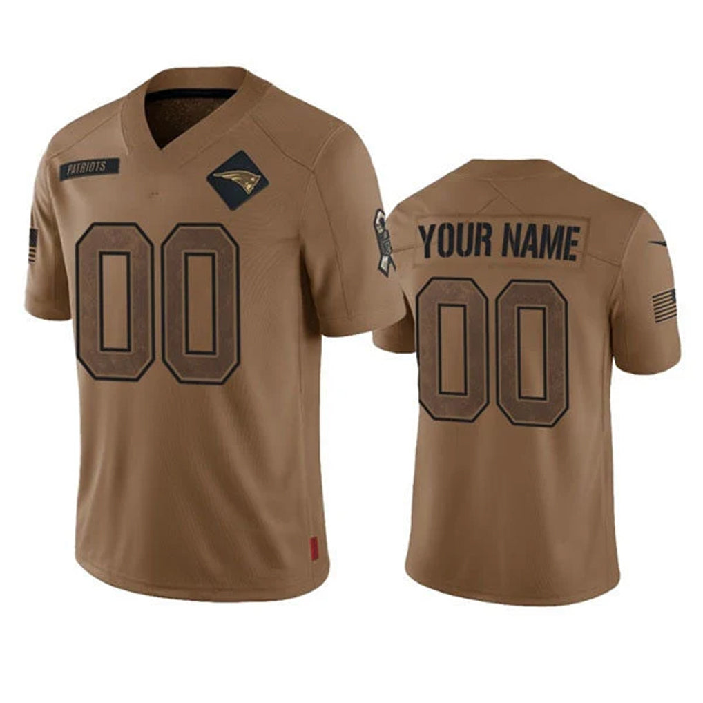 Tocy Custom NE.Patriots Brown Salute To Service Limited Any Name & Numbers Stitched Jerseys
