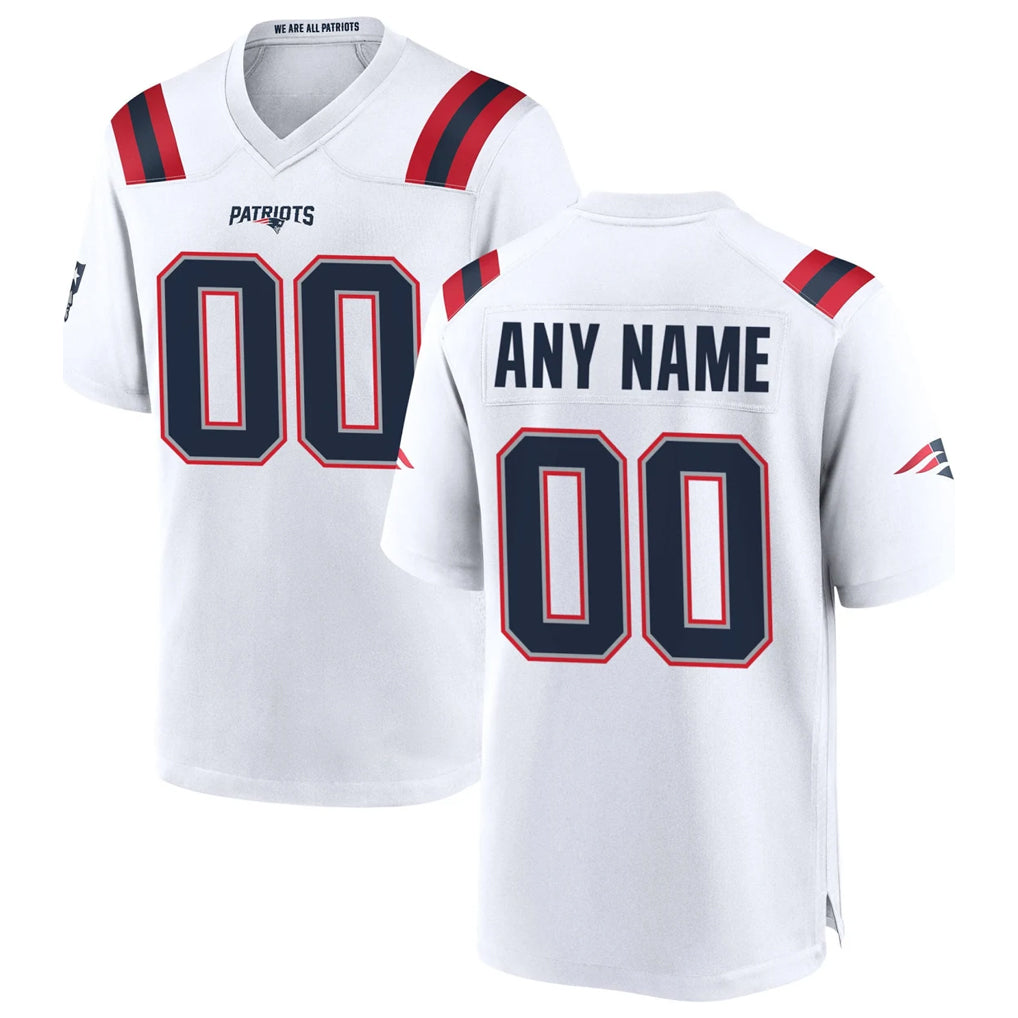 Tocy Custom NE.Patriots White Home Game Any Name & Numbers Stitched Jerseys