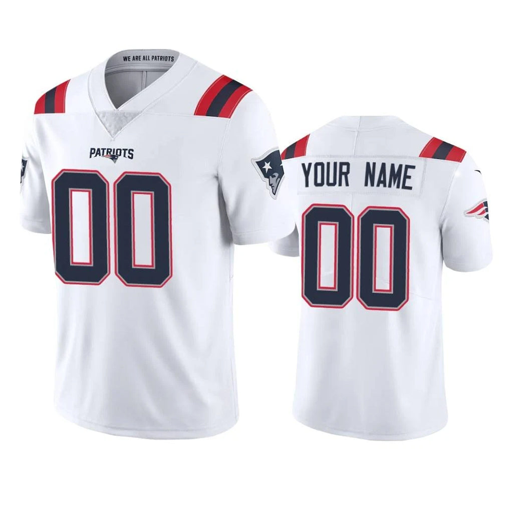 Tocy Custom NE.Patriots White Vapor Untouchable Home Game Any Name & Numbers Stitched Jerseys