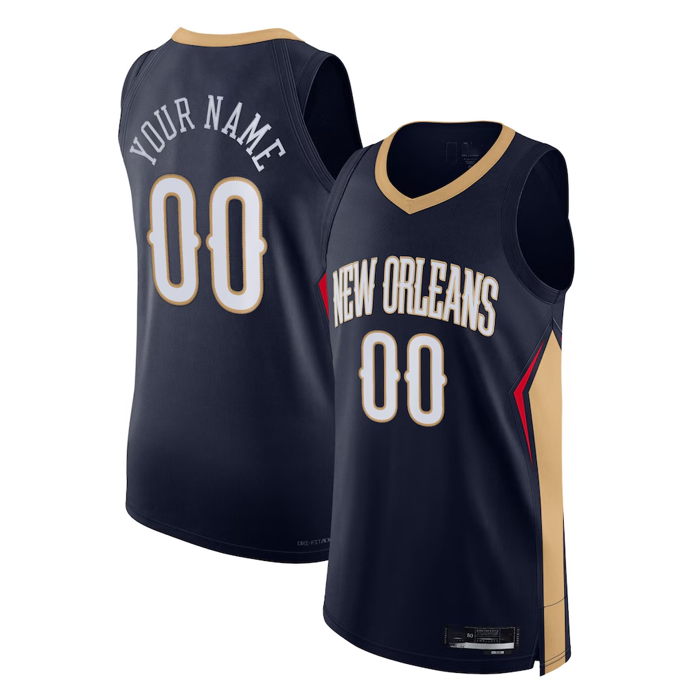 tocy Custom NO.Pelicans Navy 2021-2022 Diamond Authentic Stitched Jerseys- Icon Edition