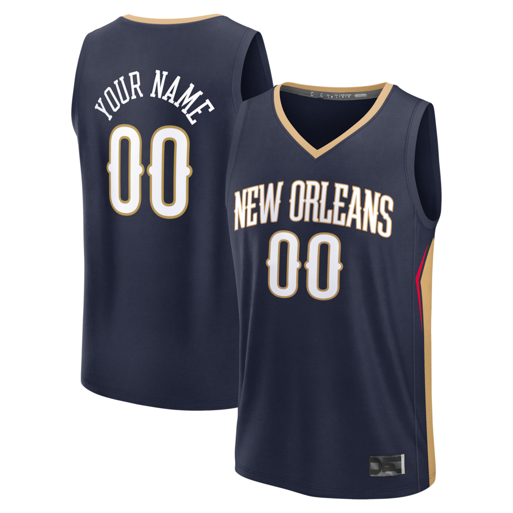 tocy Custom NO.Pelicans Navy Fast Break Stitched Jerseys- Icon Edition