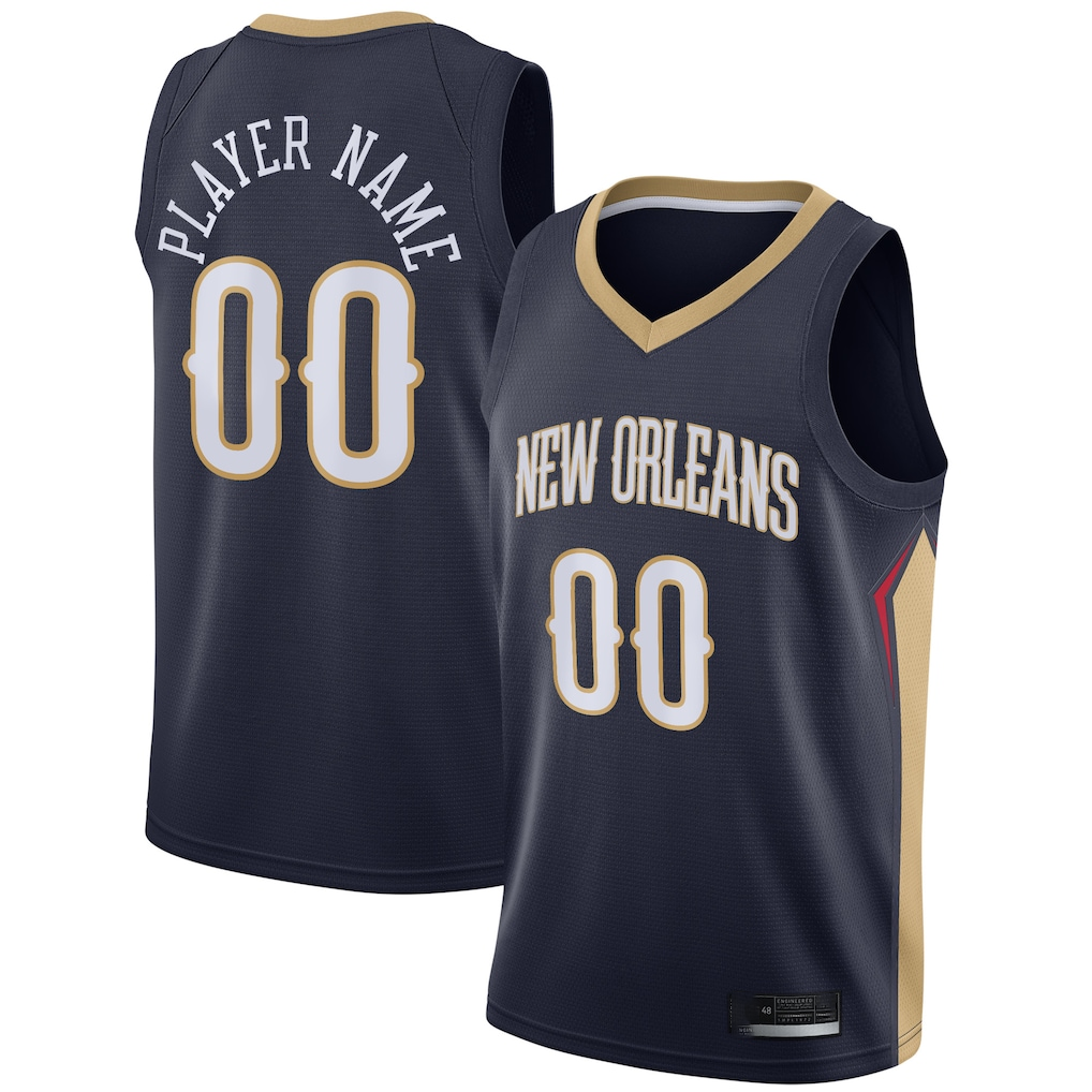 tocy Custom NO.Pelicans Navy Swingman Stitched Jerseys- Icon Edition