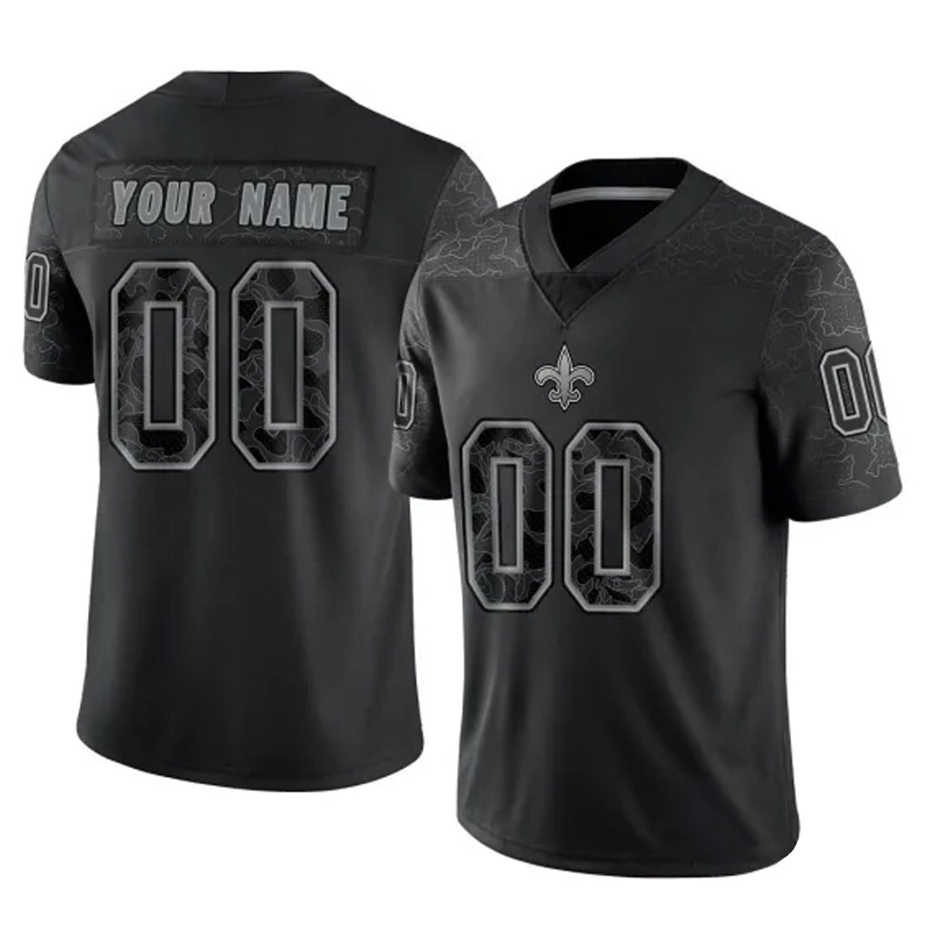 Tocy Custom NO.Saints Black Limited Reflective Home Game Any Name & Numbers Stitched Jerseys