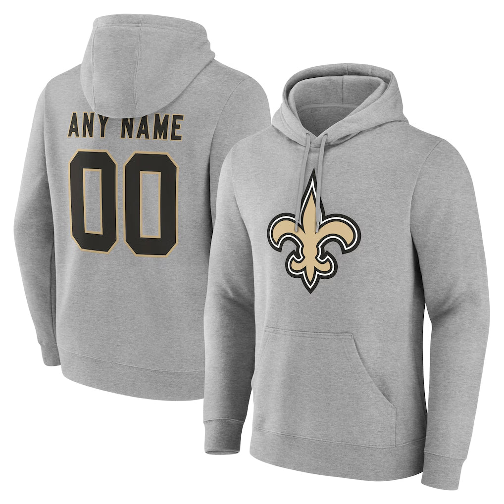 Tocy Custom NO.Saints Gray LOGO Pullover Hoodies Limited Any Name & Numbers Stitched Jerseys