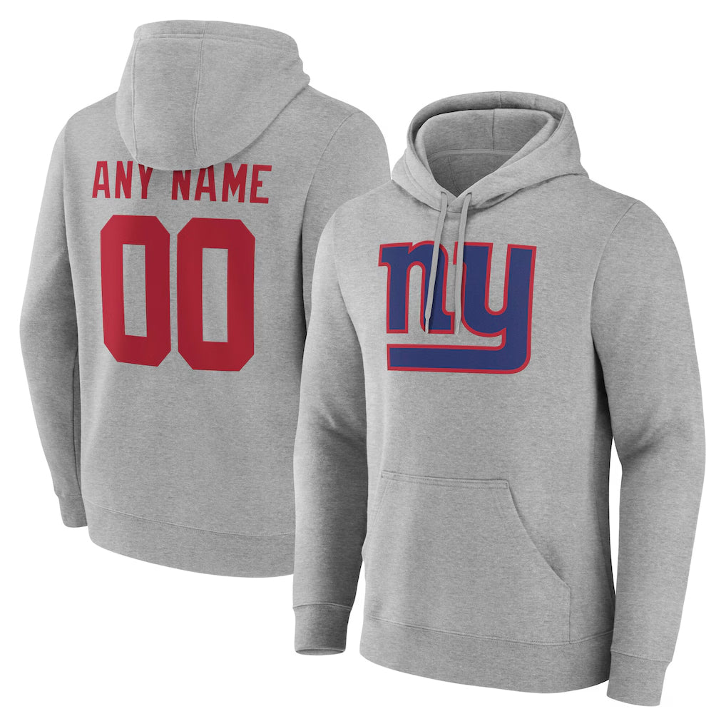 Tocy Custom NY.Giants Gray Pullover Hoodies Limited Game Any Name & Numbers Stitched Jerseys