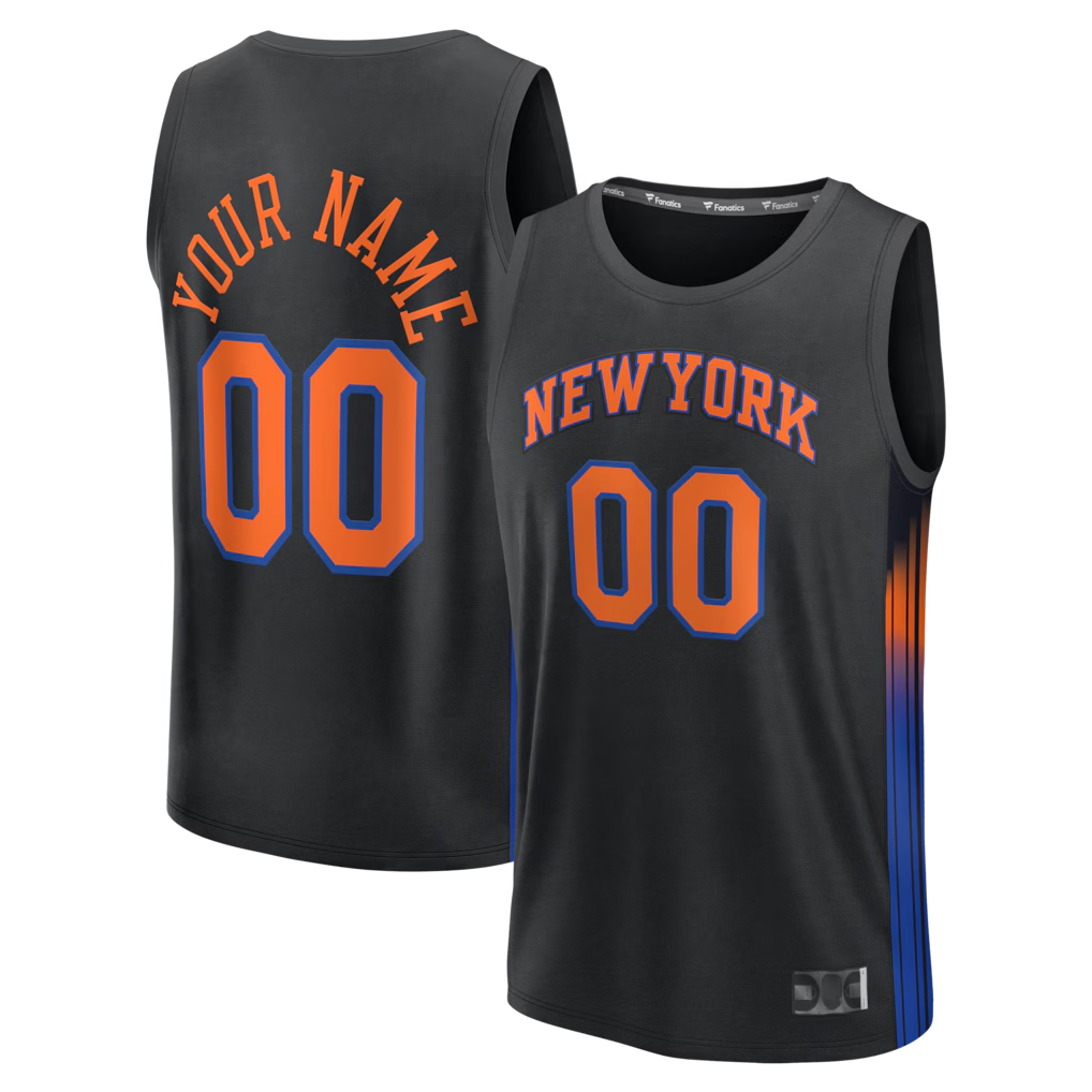 tocy Custom NY.Knicks  Black Fast Break Jerseys - Icon Edition